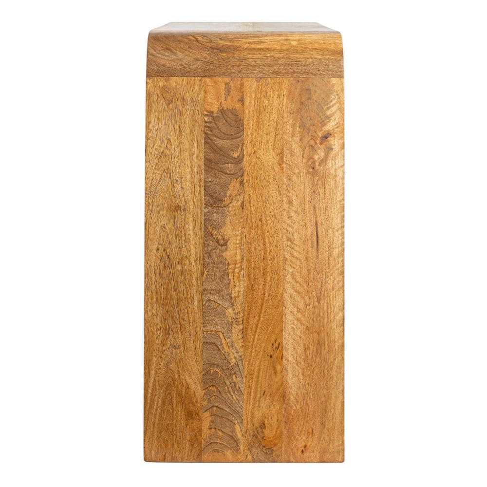 Natural Mango Wood Waterfall Edge Console Table with Storage