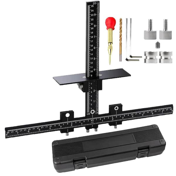 Unbranded All Aluminum Alloy Adjustable Drill Guide Cabinet Hardware Jig Tool with Precision Template for Doors Drawers (1-Pack)
