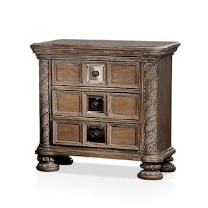 Nevva 3-Drawer Rustic Natural Tone Nightstand (29 in. H x 30 in. W x 17 in. D