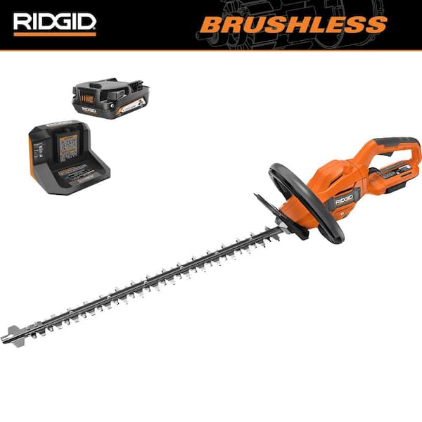 RIDGID 18V Brushless Cordless Battery 22 in. Hedge Trimmer with 2.0 Ah Battery and Charger