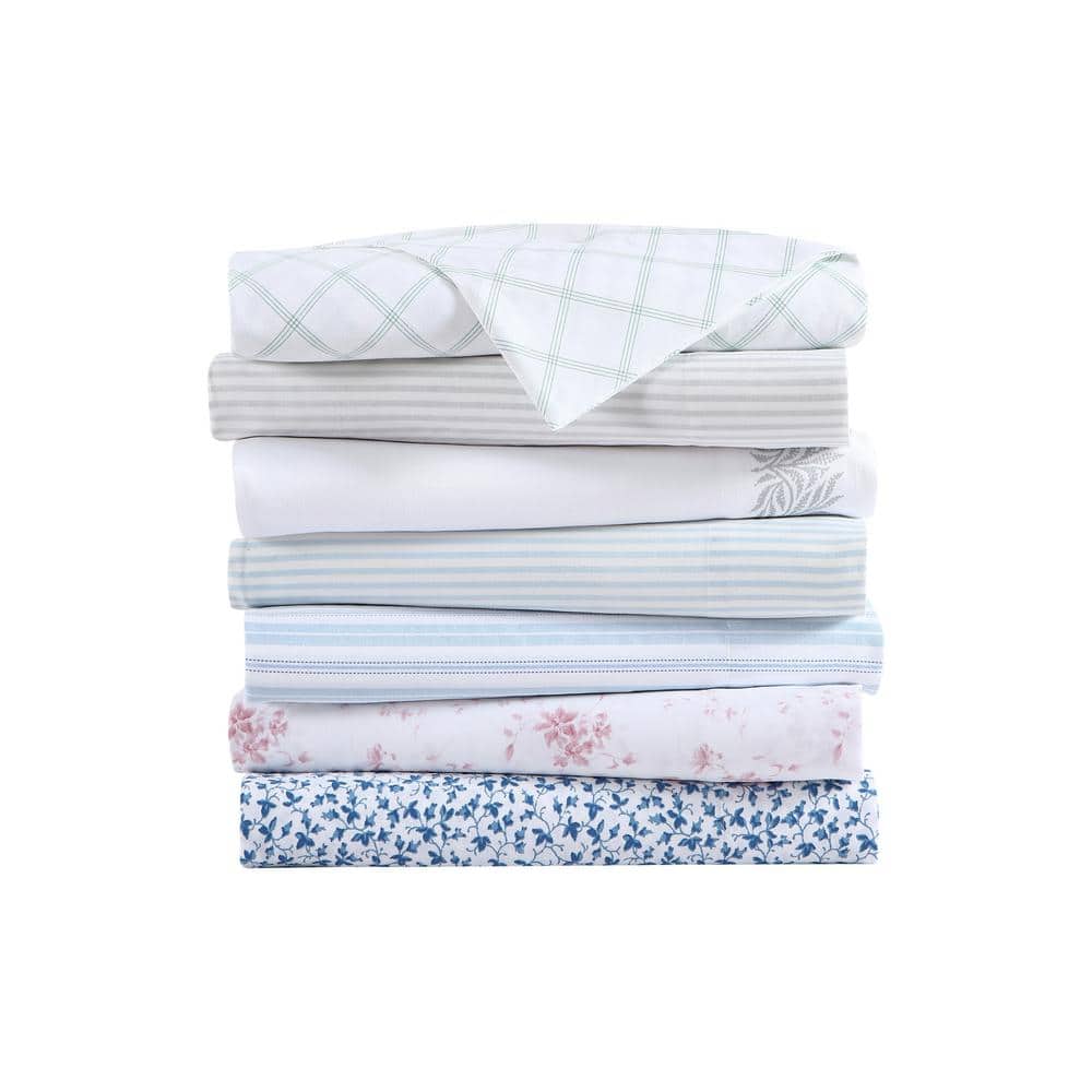 Queen Blue Floral Cotton Deep Pocket Sheet Set