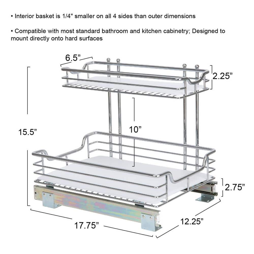 Chrome-Plated Steel 2-Tier Pull-Out Under Sink Organizer
