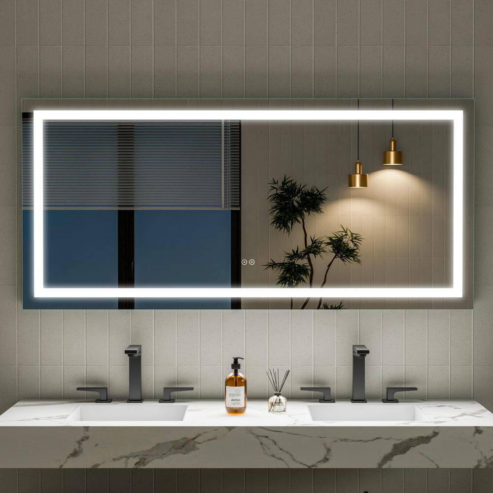 60 in. W x 28 in. H Rectangular Frameless Wall LED Bathroom Vanity Mirror in Aluminum, Anti-Fog, Dimmable price history on PriceWatchPro