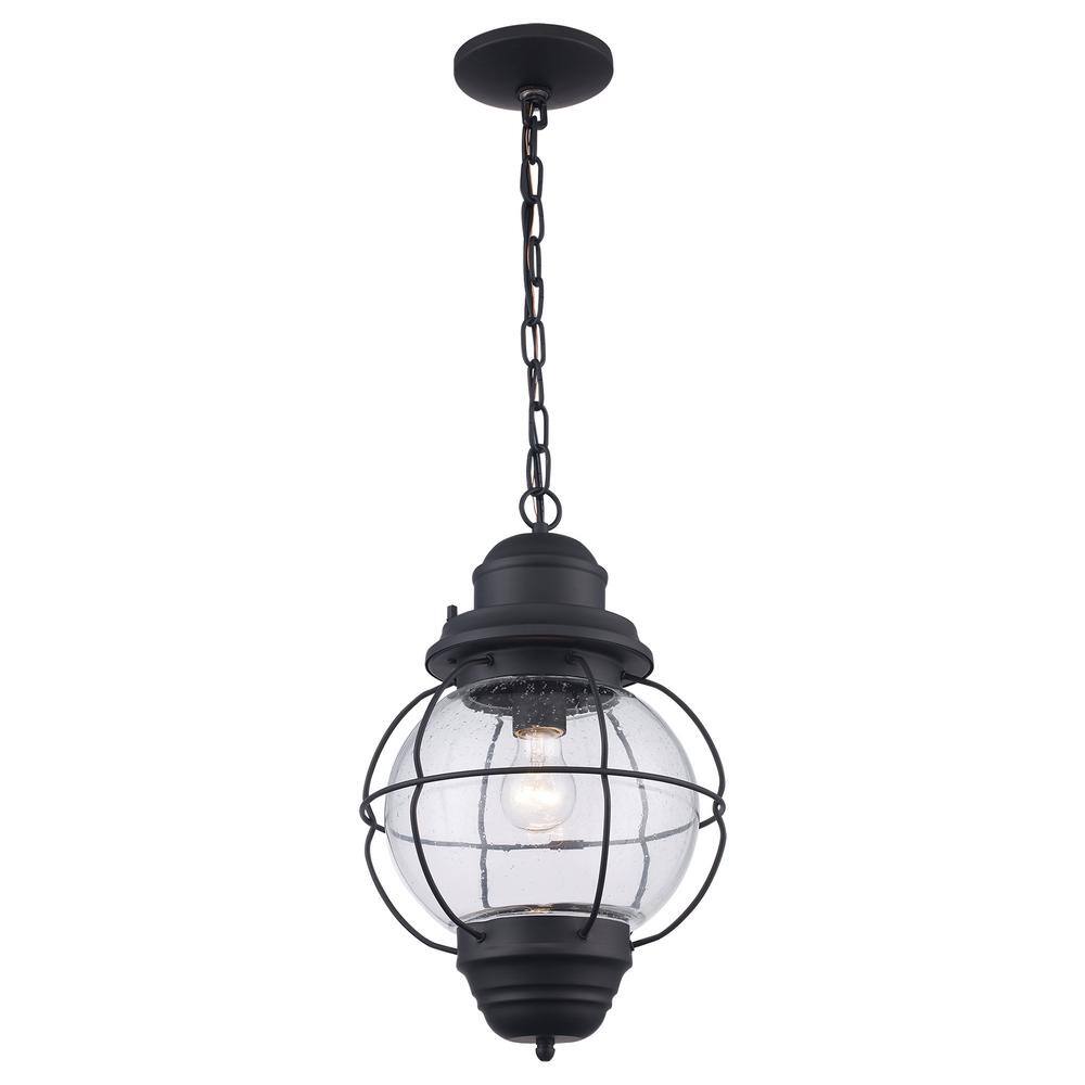Black Seeded Glass Nautical Outdoor Hanging Lantern