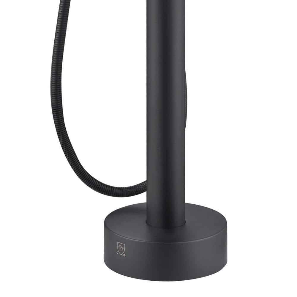 Matte Black Brass Freestanding Tub Filler with Diverter