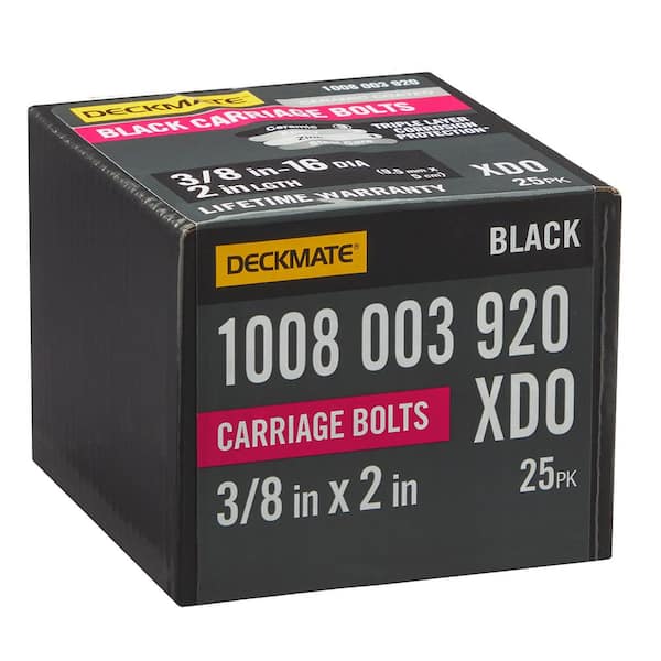 DECKMATE 3/8 in. -16 x 2 in. Black Deck Exterior Carriage Bolt (25-Pack)