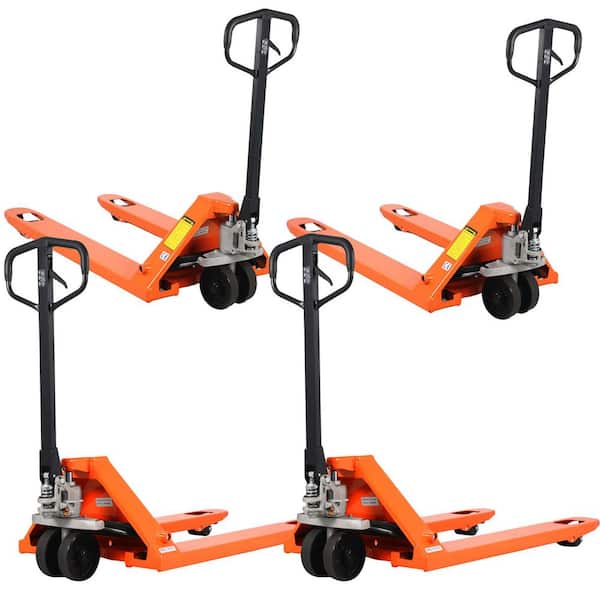 (4-Pack) Orange Industrial Manual Pallet Jack 6600 lbs. 3 in. Fork Lowered Hydraulic Pallet Truck with 48 x 27 in. Fork