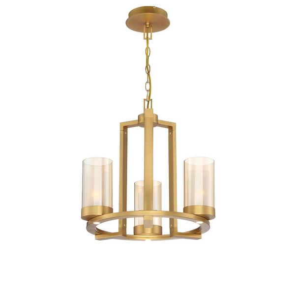 Home Decorators Collection Samantha 18 in. 3-Light 60-Watt LED Brass Chandelier