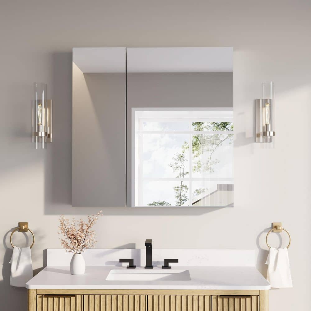 36 in. W x 36 in. H Square Combo Recess/Surface Mount Medicine Cabinet with Mirror, Soft Close Door price history on PriceWatchPro