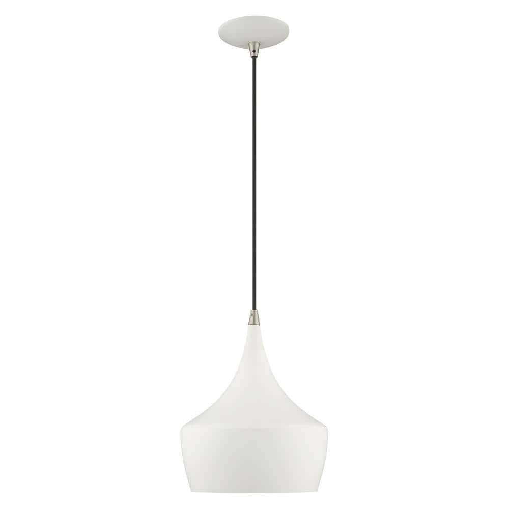 Waldorf Mini White Aluminum Pendant with Gold Lining