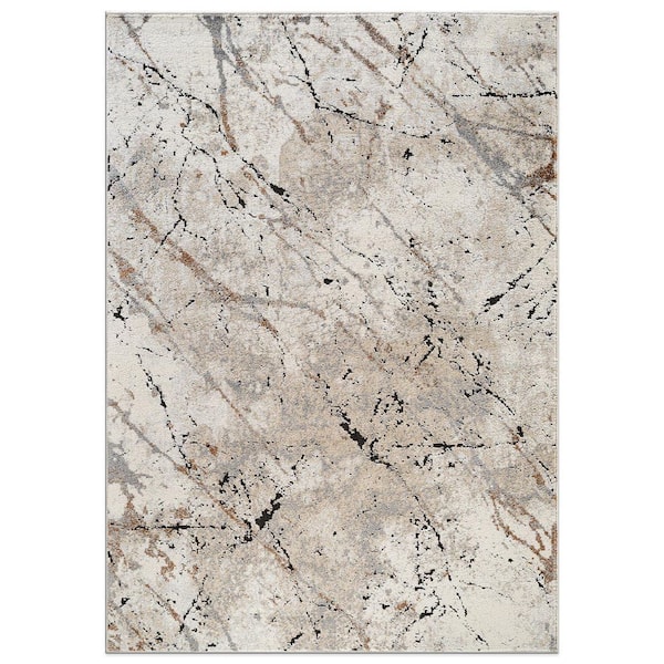 Marble Modern 7 ft. 10 in. x 10 ft. Beige Area Rug