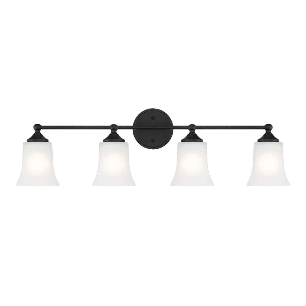 Bronson 31.75'' Matte Black Outdoor Vanity Light with Frosted Glass