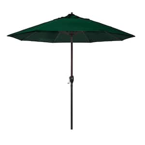 9 ft. Aluminum Auto Tilt Patio Umbrella in Hunter Green Olefin