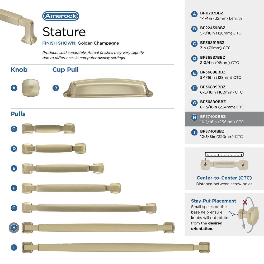 Golden Champagne 10-1/16" Modern Cabinet Drawer Pull