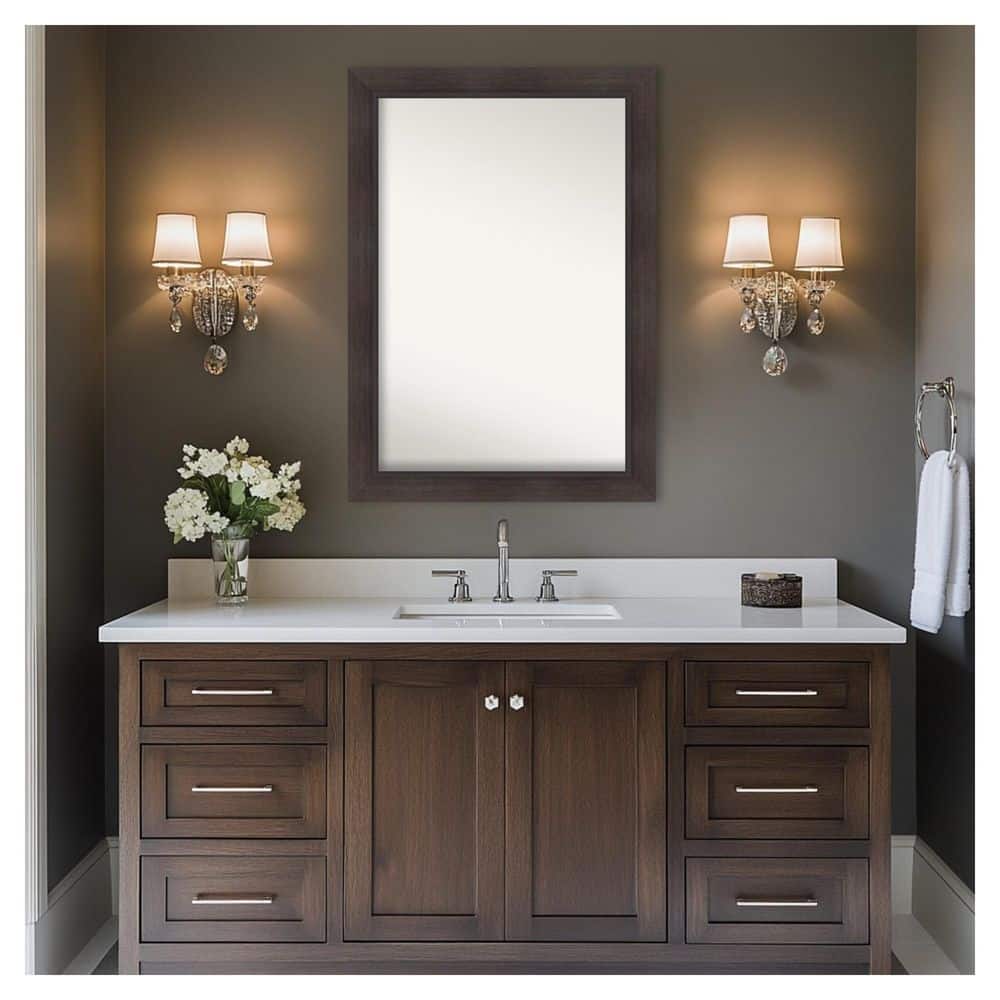 Sloped Espresso 41.5 in. x 29.5 in. Non-Beveled Modern Rectangle Framed Bathroom Wall Mirror price history on PriceWatchPro