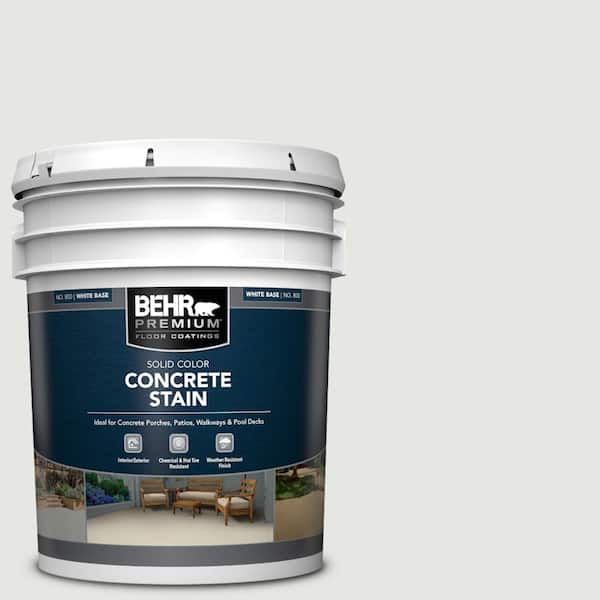 BEHR PREMIUM 5 gal. #PFC-66 Ice White Solid Color Flat Interior/Exterior Concrete Stain