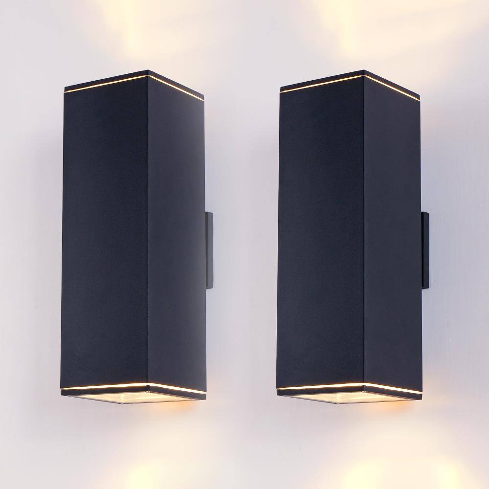 Gloweer 18 in.H 2-Pack Modern Outdoor Wall Sconce, Aluminum Up