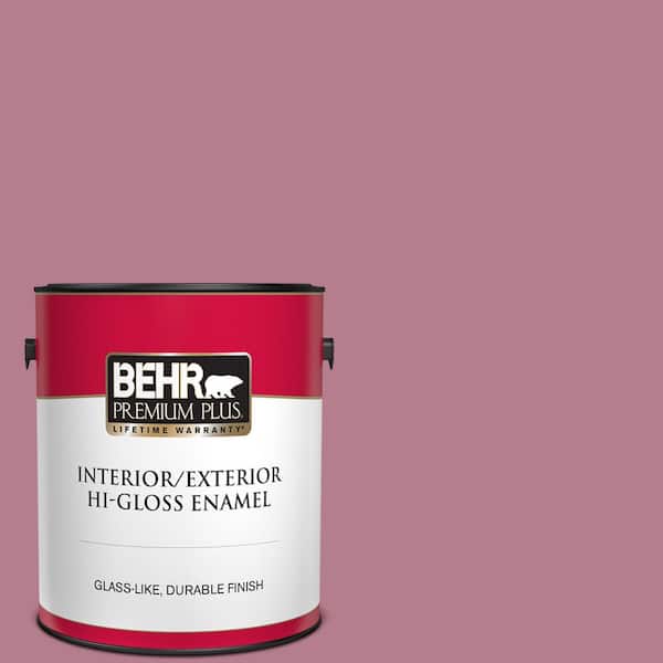 BEHR PREMIUM PLUS 1 gal. #100D-4 Degas Pink Hi-Gloss Enamel Interior/Exterior Paint