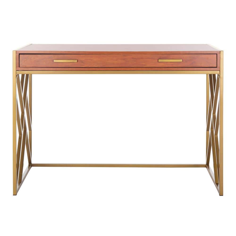 Elaine 43.3 in. Natural/Gold 1-Drawer Writing Desk price history on PriceWatchPro