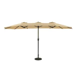 Eclipse 15 ft. Polyester Oval Dual Market Patio Umbrella in Champagne