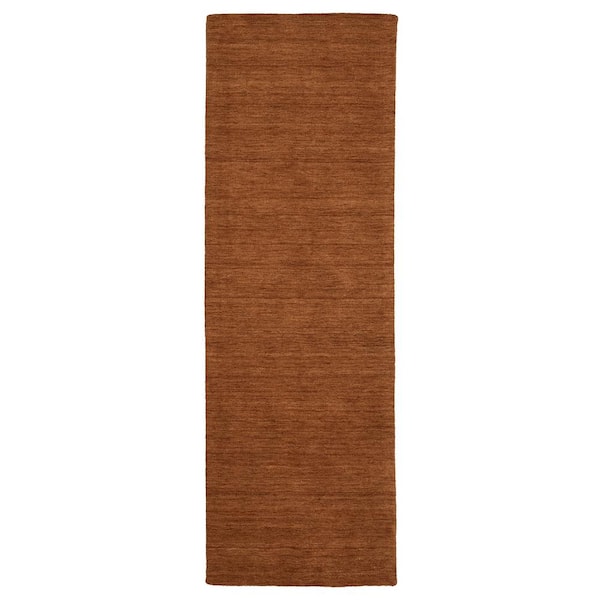 AVERLEY HOME Allaire Rust 2 ft. x 8 ft. Solid Heathered Hand-Crafted 100% Wool Indoor Runner Area Rug