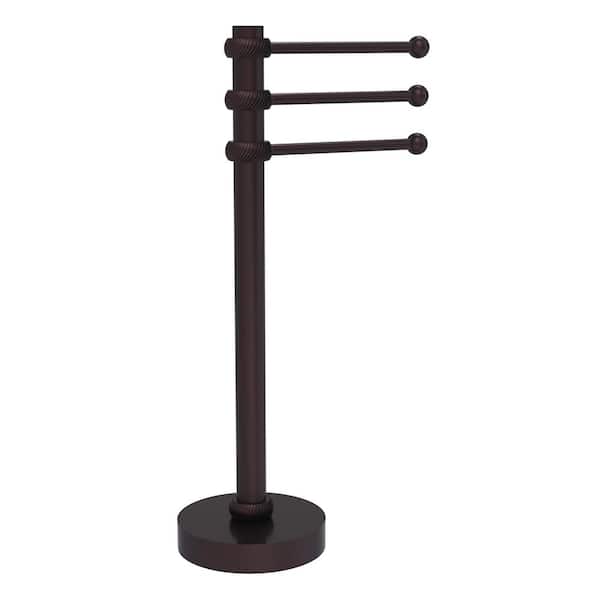 Allied Brass Vanity Top 9 in. 3-Swing Arm Guest Towel Holder with Twisted Accents in Antique Bronze