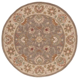 Heritage Brown/Ivory 6 ft. x 6 ft. Antique Border Round Area Rug