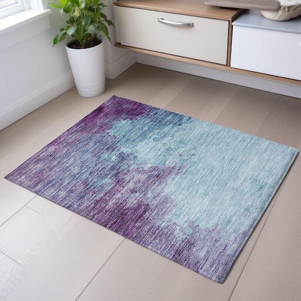 Mayfield Premium Machine Washable Abstract AMF1138 Sky 2 ft. x 3 ft. Area Rug
