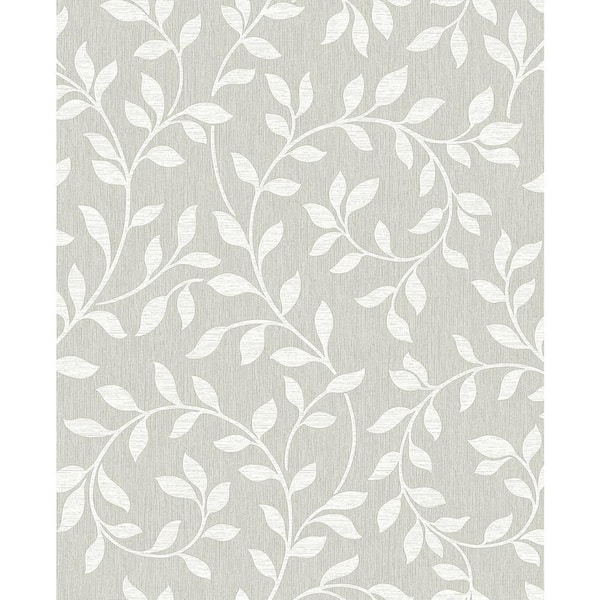 Advantage Torrey Light Grey Leaf Trail Paper Strippable Roll (Covers 56.4 sq. ft.)