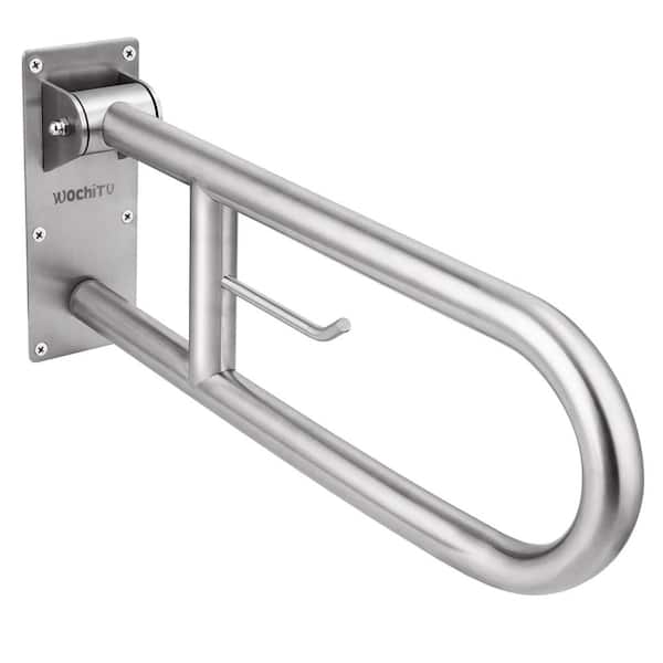 29.5 in. Toilet Safety Rails, Stainless Steel Disabled Flip-Up Bathroom Grab Bar for Elderly Disabled Pregnant Person