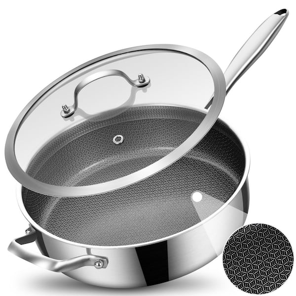 5 qt. Stainless Steel Non Stick Saute Pan with Lid, Induction Cooking Pan, Dishwasher and Oven Safe