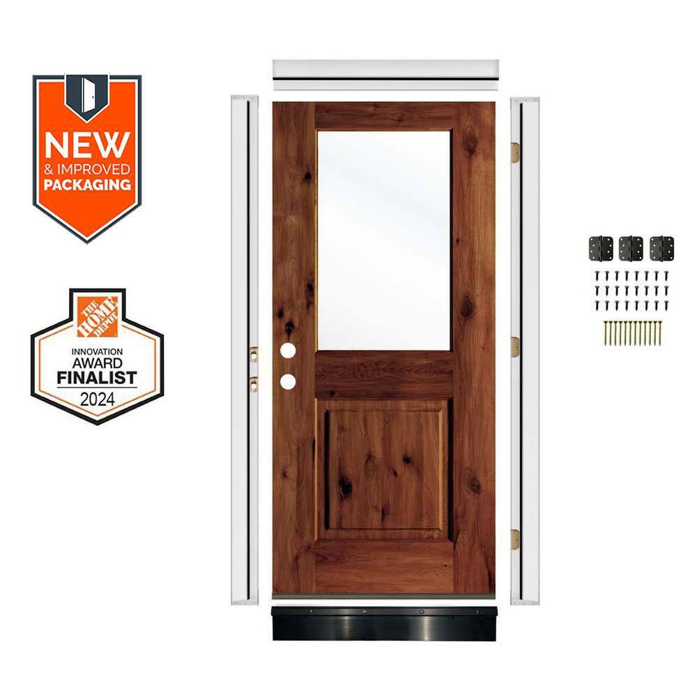 Krosswood Doors 32in.x80in. RH Half Clear Glass RedChestnut Stain