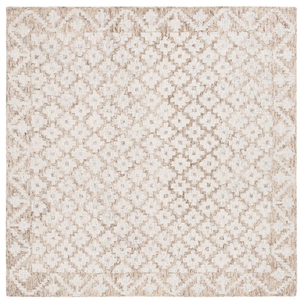 Metro 8 ft. x 8 ft. Square Beige/Sage Diamond Floral Area Rug