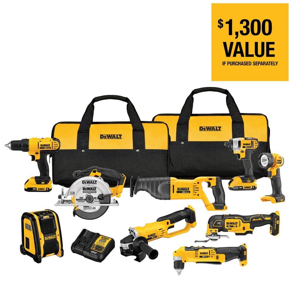 DEWALT 20V MAX Cordless Tool Combo Kit with (2) 20V 2.0Ah Batteries and  Charger DCK940D2 The Home Depot
