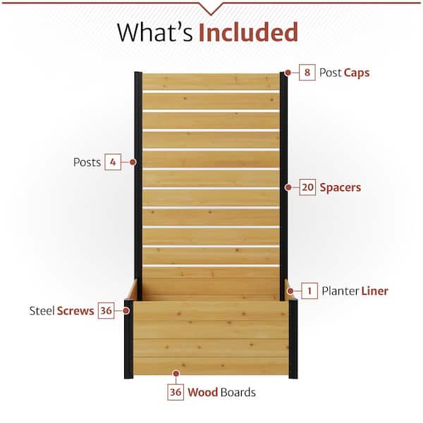Enclo Privacy Screens Concord 6 ft. Cedar Flat Top Fence Panel with Planter Box