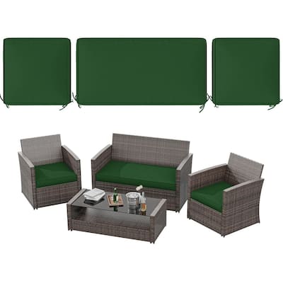 36 in. x 18 in. (3-Piece) Outdoor Patio Replacement Seat Cushions Fit for Loveseat Lounge Chair Furniture Green