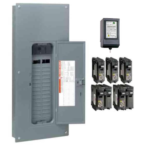 Square D Homeline 200 Amp 30-Space 60-Circuit Indoor Main Breaker Plug-On Neutral Load Center with Surge SPD - Value Pack