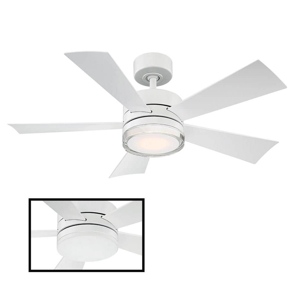 Modern Forms Wynd 42 in. LED Indoor/Outdoor Matte White 5-Blade Smart Ceiling  Fan with 3000K Light Kit and Remote FR-W1801-42L-MW The Home Depot