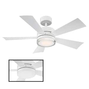 Wynd 42 in. LED Indoor/Outdoor Matte White 5-Blade Smart Ceiling Fan with 3000K Light Kit and Remote