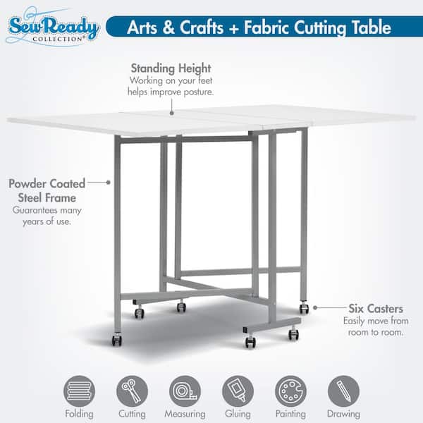 Sew Ready Craft and Cutting Table 58.75 in. Rectangular Silver