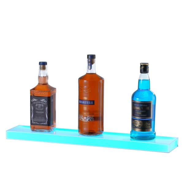 6-Bottles LED Lighted Liquor Bottle Display 24 in. Illuminated Home Bar Shelf 7 Static Colors Wine Rack