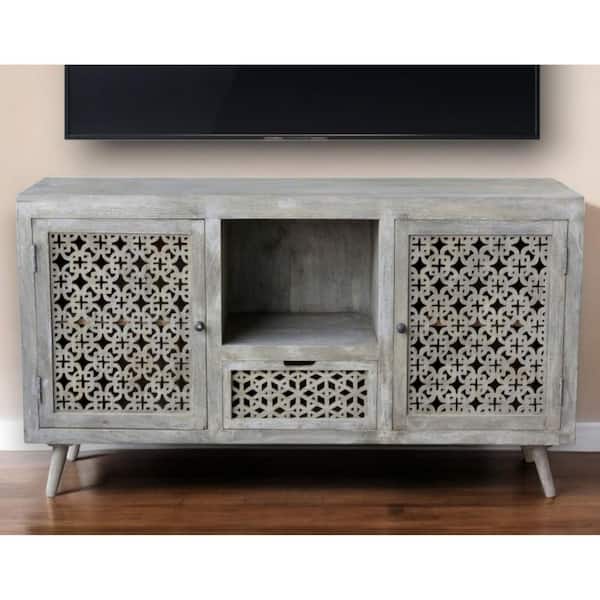 Gray TV Stand Fits TV's up to 55 in. with Cabinet, Shelves, Drawers