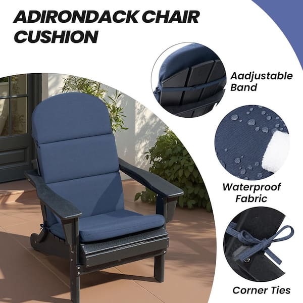 50 in. x 20 in. x 2.36 in. Outdoor Adirondack Chair Cushions in Navy Blue Thickened High Back Patio Cushions Set of 2