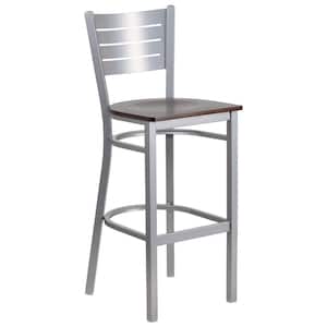30 in. Silver and Walnut Bar Stool