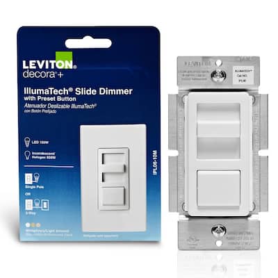 IllumaTech Dimmer Switch for Dimmable LED, Halogen and Incandescent Bulbs - White IPL06-10M