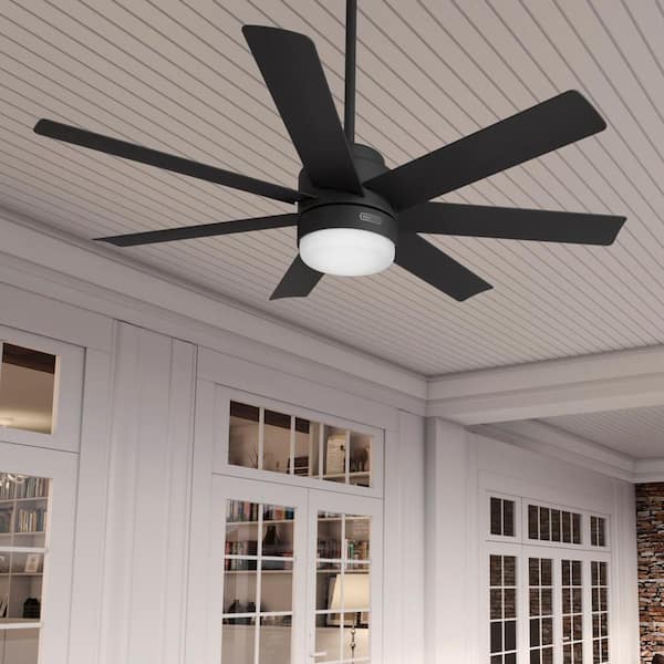 Brazos 52 in. ENERGY STAR Matte Black Indoor/Covered Outdoor Ceiling Fan with Light Kit and Handheld Remote