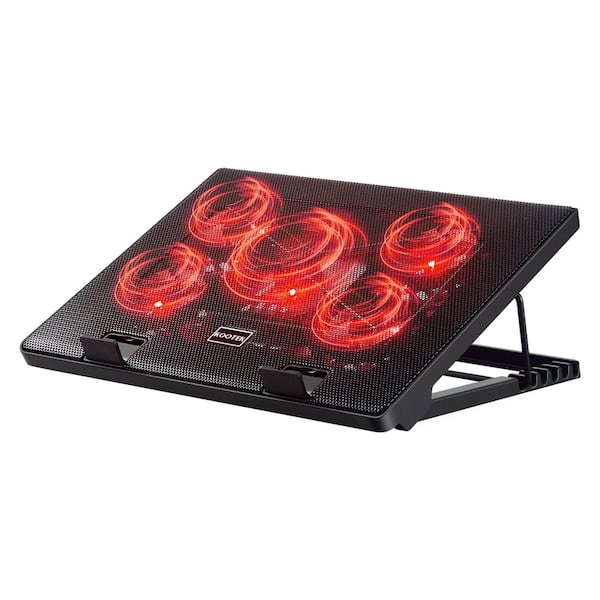 BIBIVIS Blue Metal Height Adjustable Laptop Cooling Pad, Laptop Cooler 5-Quiet Fans 12 in. - 17 in. Notebook Gaming Laptop Fan