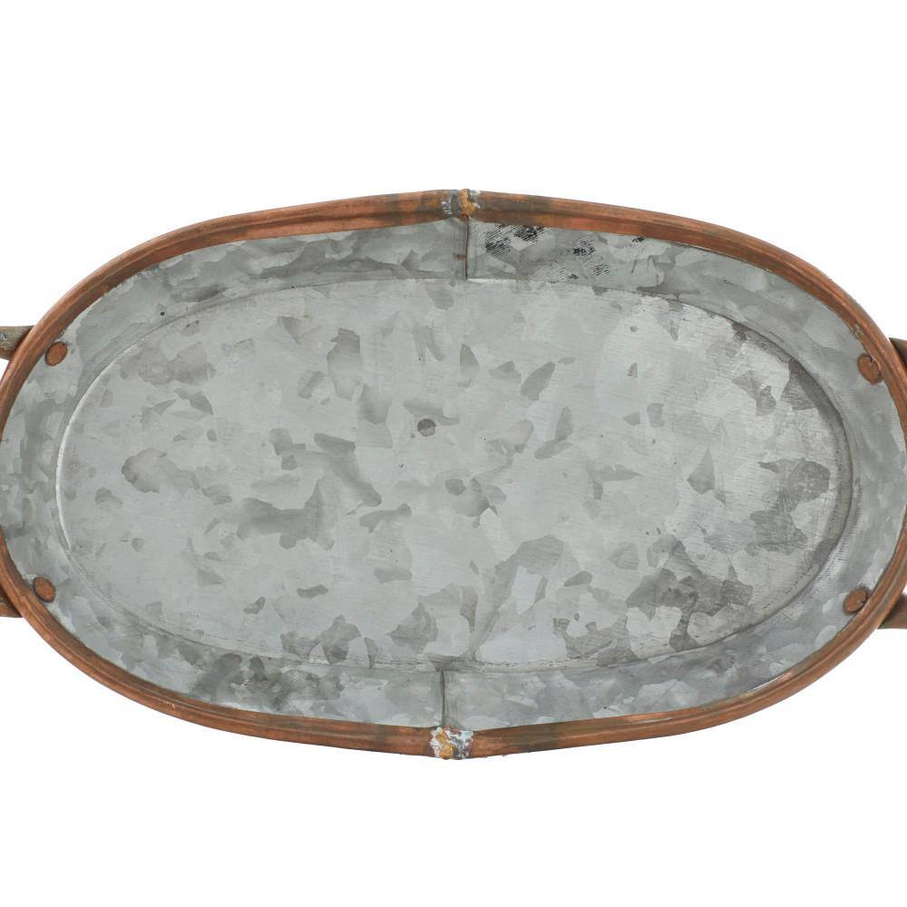 Set of 3 Oval Galvanized Metal Decorative Trays