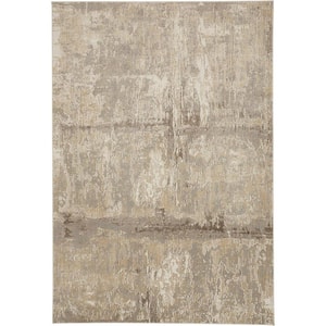 Tan Ivory And Brown 2 ft. x 3 ft. Abstract Area Rug