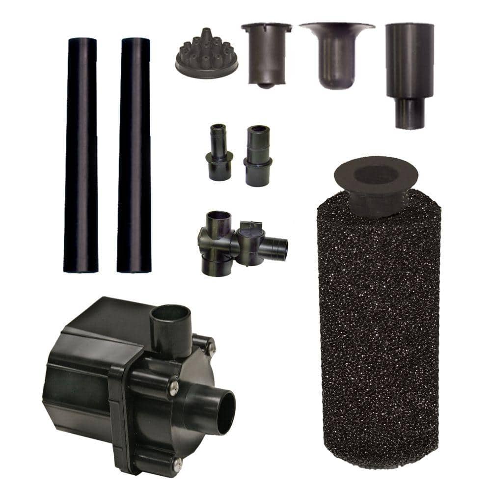 500 GPH Black Resin Submersible Pond Pump Kit